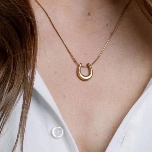 Anthropologie Gold Horseshoe Necklace - Picture 2 of 2